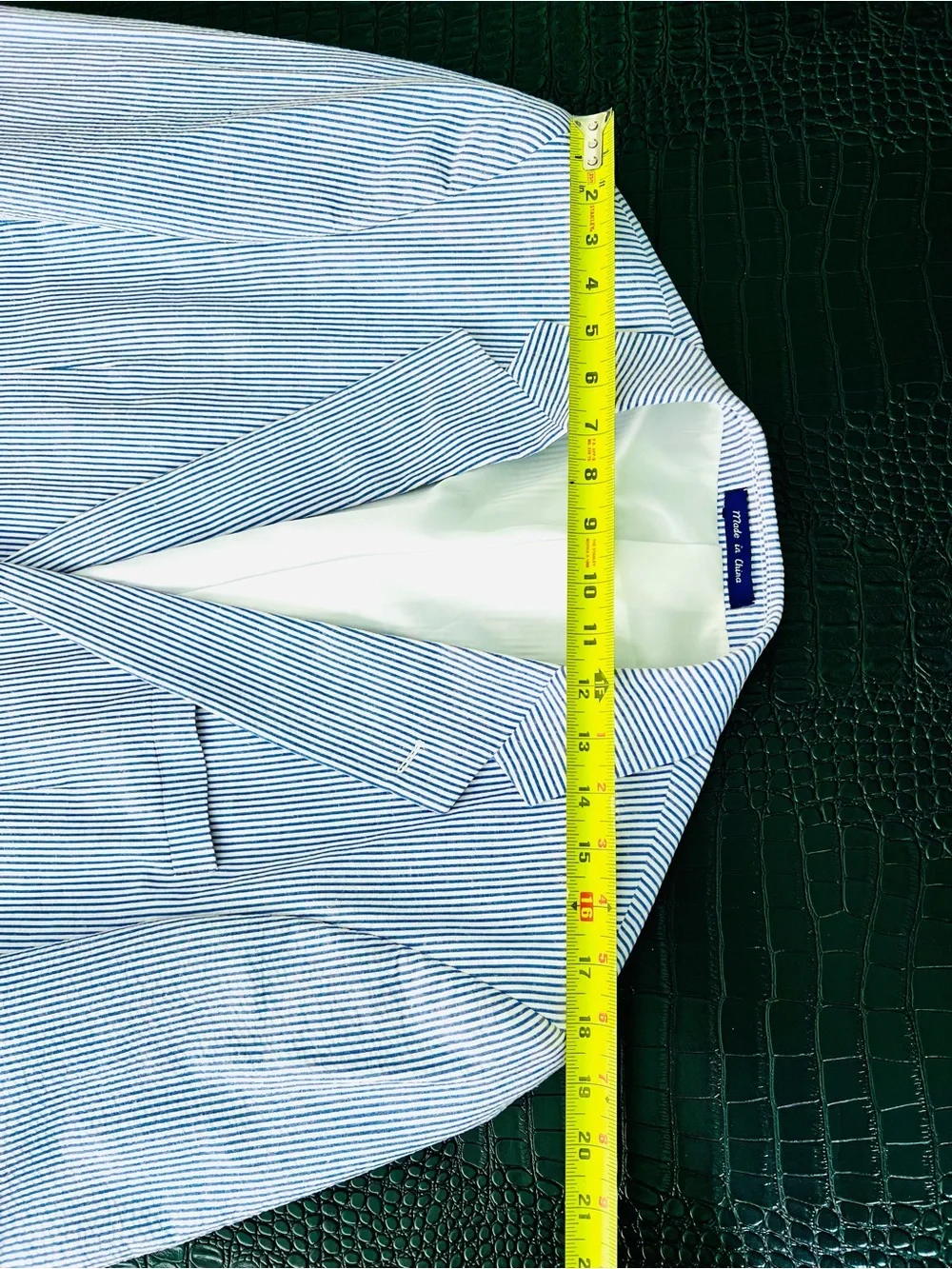 100% Cotton Alan Flusser Blue & White Striped Seersucker Sport Coat